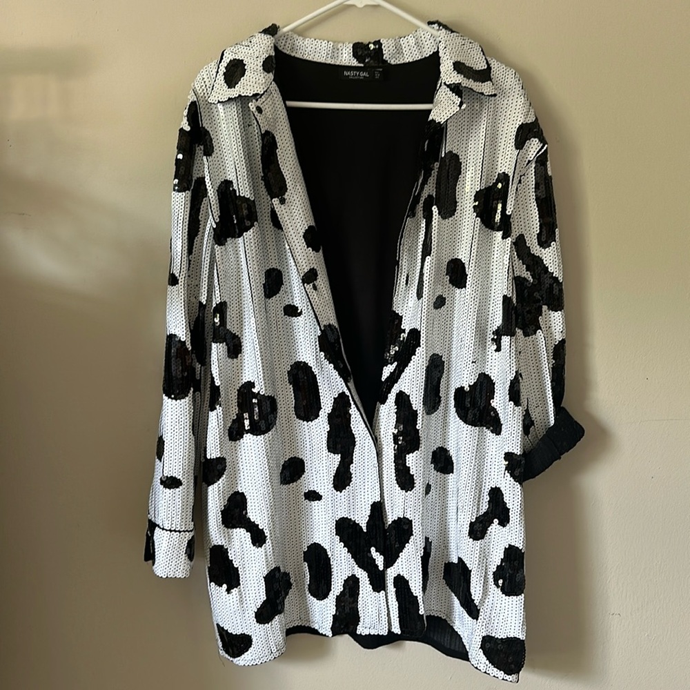 Sequined cow print shirt